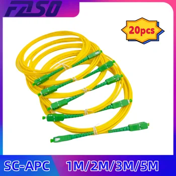 20PCS SC/APC-SC/APC 3,0 mm Fiber Optic Ceļu, Vadu, Kabeļu Viena Režīma G652D Simplex 1m/2m/3m Fiber Jumper Cable Dzeltena Jaka LSZH