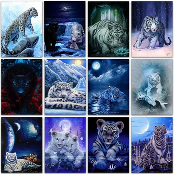 5D DIY Dimanta Krāsošanas Komplekts dzīvniekiem Karikatūra Kaķis, tīģeris, lauva Pilnu Kvadrātveida&Kārta izšuvumi mozaīkas Cross stitch Krāsas mājas dekoru māksla