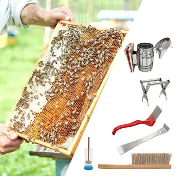 6 Gabali, Biškopības Instrumenti Komplekti, kas ar Karstuma Vairogu, Biškopības Piederumi Komplekti, Bišu Stropu Komplektiem Medus Piemājas Iesācējiem Saimniecība