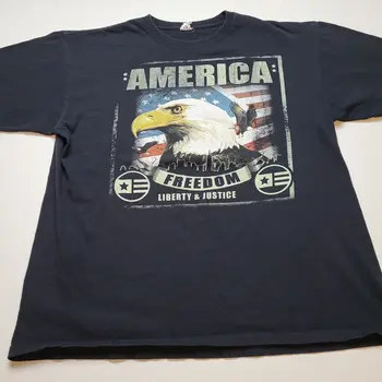 Amerikas Kails Ērglis Brīvības T-Krekls Mens XL Brīvību, Tieslietu Black Tee 65