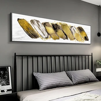 Anotācija banner gultas zilā zelta kanvas glezna plakāti un drukas mūsdienīga sienas māksla attēlu viesistaba, guļamistaba, mājas dekoru
