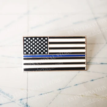 ASV Valsts Karogs Metāla Atloks Pin Amerikāņu taisnstūra Zilās Līnijas Sloksnes Sandblasted Aiz Piederumi broša uzvalks žetons