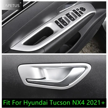 Auto Piederumi Elkoņbalsti Logu Pacēlāju Pogu Vadības Panelis Durvju Rokturis Bļodā Rāmja Vāks Melns, piemērots Hyundai Tucson NX4 2021 2022