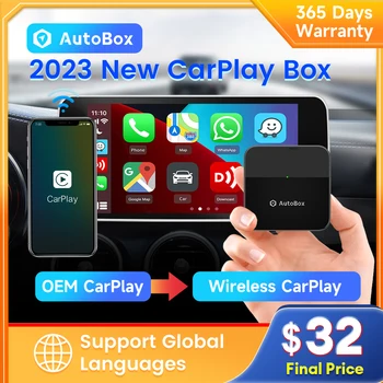 Autobox Carplay Bezvadu Lodziņā Apple Carplay Bezvadu Adapteri Spotify Waze Auto priekš Mazda 3 Ford Focus 2 Kia RIO 4 Toyota BT IOS16