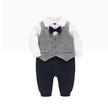 Baby Boy Apģērbs Vasaras Kokvilnas Oficiālu Romper Džentlmenis, Kaklasaite Apģērbs Jaundzimušajiem Viengabala Apģērbu Skaists Pogu Jumpsuit Puse Uzvalks