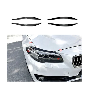 BMW 5Series F10, F11, Vēlāk 15-17 Oglekļa Šķiedras Priekšējo Lukturu Vāks Rotāt Sloksnes Uzacu Vāciņš Melns, Uzlīmes