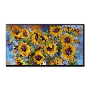 Daudzi Saulespuķes Anotācija Eļļas Glezna Uz Audekla Dzīvojamā Istaba Mājās Attēli Mūsdienīga Sienas Māksla, Eļļas Gleznas 100% Handpainted