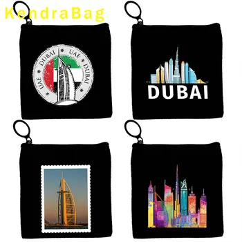 Dubaija, Apvienotie Arābu Emirāti Burj Dubai Debesskrāpis Pilsētas Panorāmu Taustiņu Monēta Maku Audekla Soma, Kartes Soma Monētu Somas Rāvējslēdzēju Seifs Dāvanas