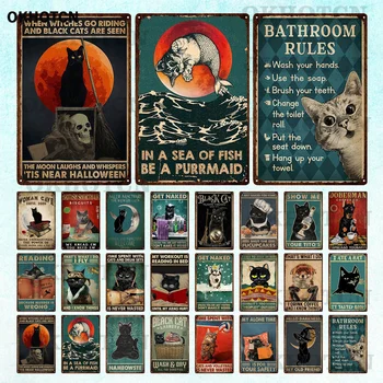 Dzīvnieku Kaķis Metāla Plakātu Vintage Gudrs Kaķis Sienas Plāksne Klasiskās Mākslas, Metāla, Skārda Pazīmes Mājās, Kafejnīca, Bārs Pet Shop Apdare 20X30Cm