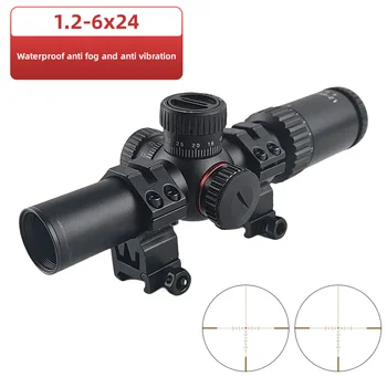 HD1.2-6X24 Medību Optisko Riflescope Tactica Regulējams Āra Reflekss Šautene Jomu, Sarkanu, Zaļu Tīkliņš Jomu Airsoft Piederumu