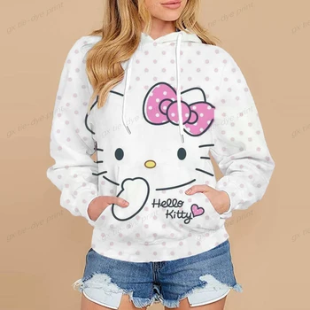 Hello Kitty Multfilmas Hello Kitty Hoodies Sieviešu Kawaii Hello Kitty Grafiskais Streetwear Smieklīgi Unisex Topi Anime Sporta Krekli Sieviešu