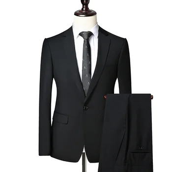 Jaunais S-7XL (Žakete+ Bikses) Vīriešu Britu Stila Papildu Vienkārši Elegants Ikdienas Biznesa Kāzu Kungi Tērps Divi Gabali