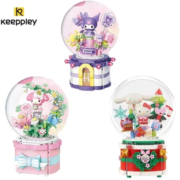 Jaunu Keeppley Sanrio Hello Kitty Manu Melodiju Kurom Dzimšanas Dienā, Mūzikas Kaste Celtniecības Bloki Kawaii Montāža Rotaļlietas, Bērnu Dzimšanas Dienas Dāvana