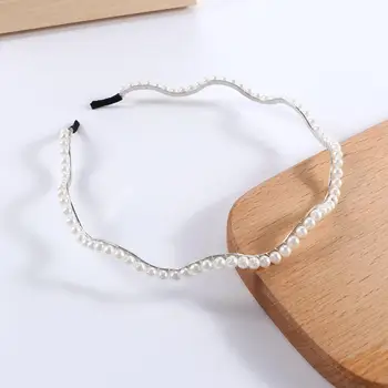 Korejas Minimālisms Sweet Pearl White Elegants Galvas Matu Aksesuāri Pearl Matu Band Galvas Stīpu