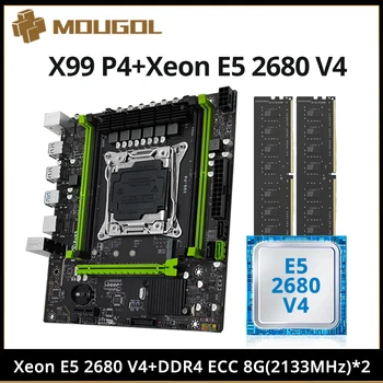 MOUGOL X99 Spēļu Uzstādīt Mātesplates ar Intel Xeon E5 2680 V4 & DDR4 8Gx2 2133MHz Dual Channel ECC RAM M. 2 NVME Desktop PC