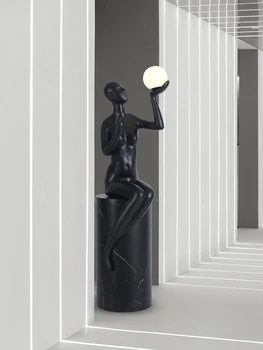 Mūsdienu humanoīdu mākslas apdare grīdas lampa Viesnīcas vestibilā mājas dzīves telpā, radošās skaitļi grīdas skulptūru lielas rotas