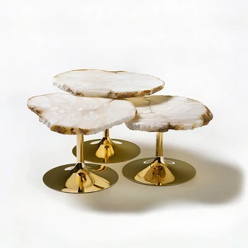Neregulāras formas dizains, dzīvojamās istabas mēbeles sniegpārslas luksusa akmens high-end kafijas galda kombinācija
