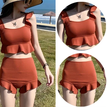 Peldkostīms Sievietēm Bikini, Monokini Divi Gabali Uzstādīt Korejiešu Stilā Kawaii Kleita Push Up Peldēt Svārkiem Cietā Peldkostīmu Beachwear 2023 Vasaras