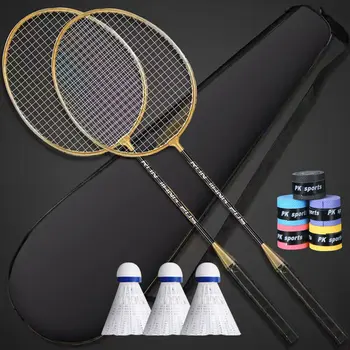 Profesionālo Badmintona Rakešu Komplekts 2 Atskaņotājs Viegla, Izturīga Sakausējuma Sadalīt Rakete Rakešu Komplekts ar Uzglabāšanas Soma Pieaugušajiem Iesācējiem