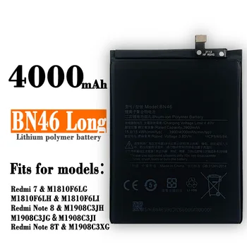  Rezerves Akumulators BN46 Par Xiaomi Redmi Note8, Ņemiet vērā, 8T Redmi 7 Redmi7 Patiesu Tālrunis BN46 ILGU Akumulatora 4000mAh