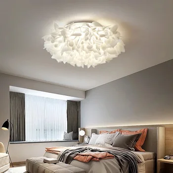 Romantiska White Flower LED Griestu lampas Guļamistabas Restorāns Dzīvojamā Istaba Lukturi Tālvadības Dimming Mājas Dekoru Hanglamp PVC