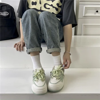 Rudens Modes Jaunu Gadījuma tīrtoņa Krāsu Ērti Dzīvoklis Bāzes Vienkāršu Ārējā Nodiluma Āda Bieza-soled Čības Zapatos Mujer Mežģīnes-up