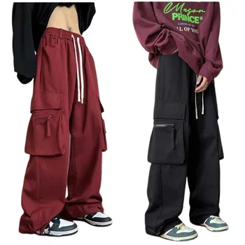 Sieviešu Plaša Kāju Bikses Streetwear Hip Hop Bikses Pilsētiņas Stilu Multi Pocket Ielu Deju Bikses