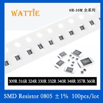 SMD Rezistors 0805 1% 309R 316R 324R 330R 332R 340R 348R 357R 360R 100GAB/daudz chip rezistori 1/8W 2.0 mm*1.2 mm