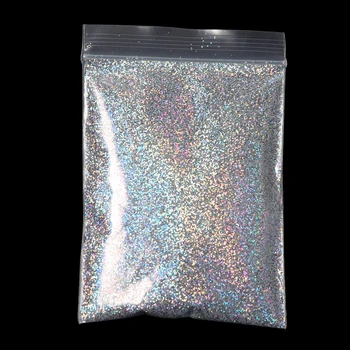 sudraba Krāsains Lāzera Hologrāfiskā 0,2 MM 1/128 fine Glitter Pulveris nagu dekorēšana un citi DIY Piederumi