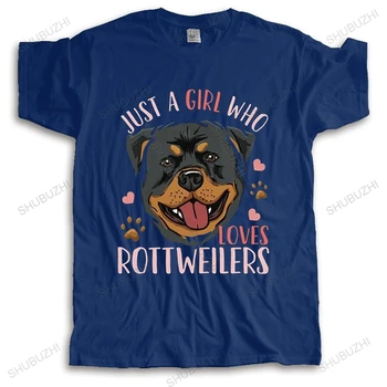 Tikai Meitene, Kas Mīl Rottweilers T-krekls Vīriešu Kokvilnas Suns Mīļāko Meiteni, t-veida Topi, Apaļu Kakla Īsām Piedurknēm Ikdienas Apģērbu Tshirt
