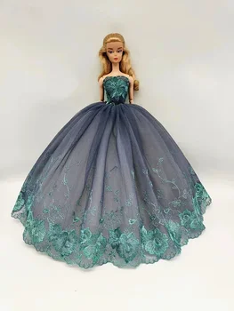 Tumši Pelēks Ziedu Mežģīnes 1/6 Lelle Drēbes par Barbie Princess Dress 11.5