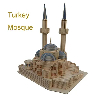Turcija Mošeja, 3D Koka Puzles Ēkas Modeli, Rotaļlietas Koka Stambulas Musulmaņu Masjid Lielisks Arhitektūras Woodcraft Construction Kit Dāvanu