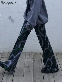 Uzliesmojums Bikses Sievietēm Gadījuma Drukāt Augstā Vidukļa Harajuku Visas Pamata-atbilst Eiropas Stila Streetwear Ins Modes Pantalones Mujer De