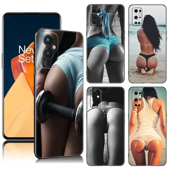 Vasaras Seksīga Meitene Bikini Ass Phone Gadījumā OnePlus 7 8 9 10 11 ACE 2V Pro 8T 9RT 10T 10R Nord CE 2 3 Lite N10 N20 5G Melns Segt