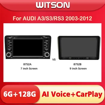 WITSON Android 13 AI BALSS Automašīnas Radio AUDI A3 S3 RS3 2003-2012 Multimediju GPS Navi RDS Carplay Auto Vadītājs Vienību