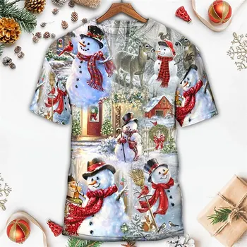 Ziemassvētku T-Krekls Vīriešiem 3d Santa Claus Drukāt Ielu Ikdienas Īsām Piedurknēm Harajuku Blūze Vīriešu Apģērbu Zaudēt Lielajam T-Krekls